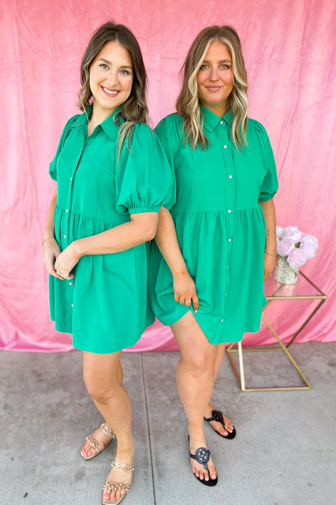 Eloise Collared Short Sleeve Button Up Dress - Be You Boutique