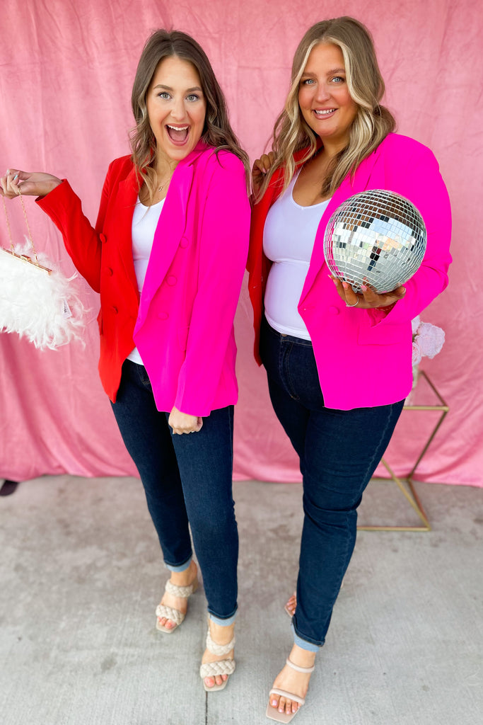 Meri Colorblocked Double Button Collared Blazer - Be You Boutique
