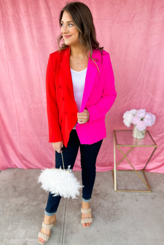 Meri Colorblocked Double Button Collared Blazer - Be You Boutique