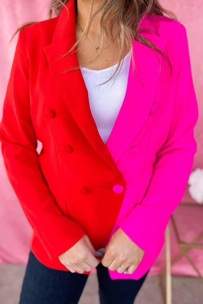 Meri Colorblocked Double Button Collared Blazer - Be You Boutique
