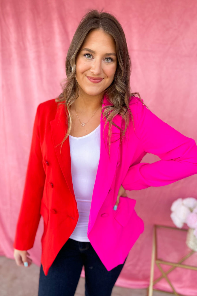 Meri Colorblocked Double Button Collared Blazer - Be You Boutique