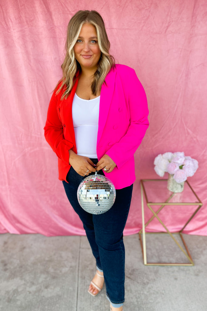 Meri Colorblocked Double Button Collared Blazer - Be You Boutique