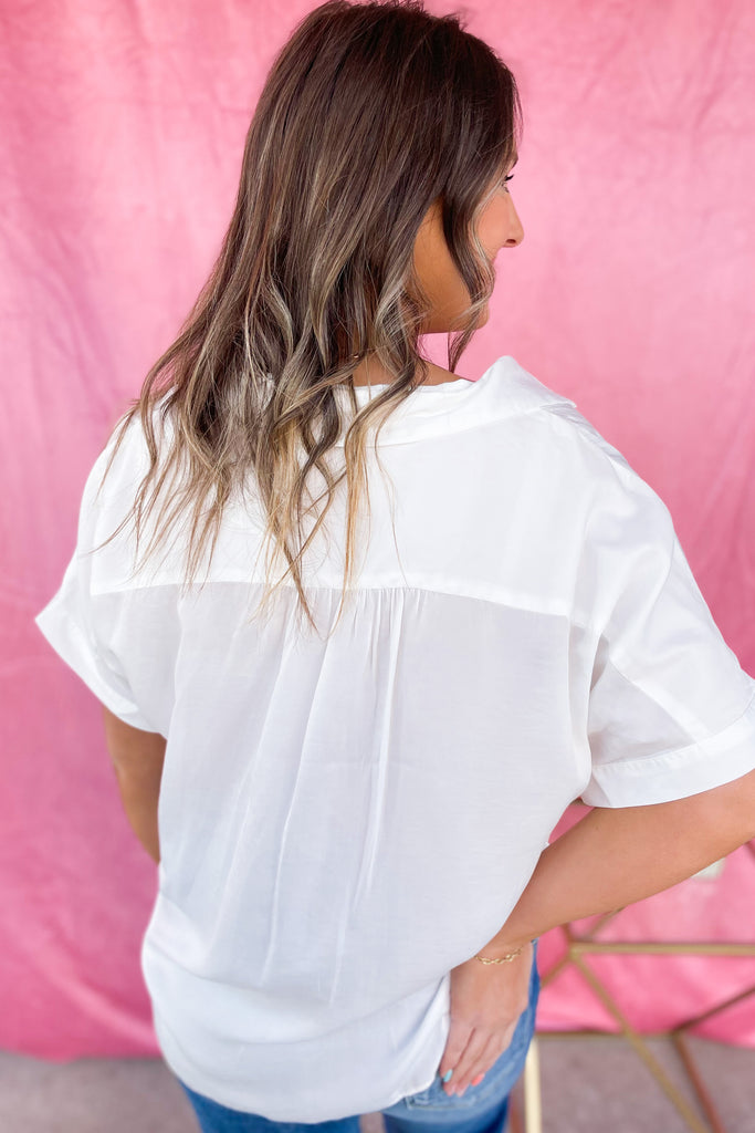 Marti Collared V Neck Short Sleeve Blouse Top - Be You Boutique