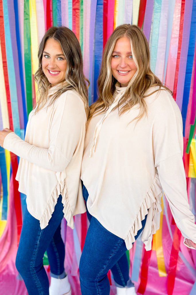 Corey Oversized Cowl Neck with Side ruffles - Be You Boutique