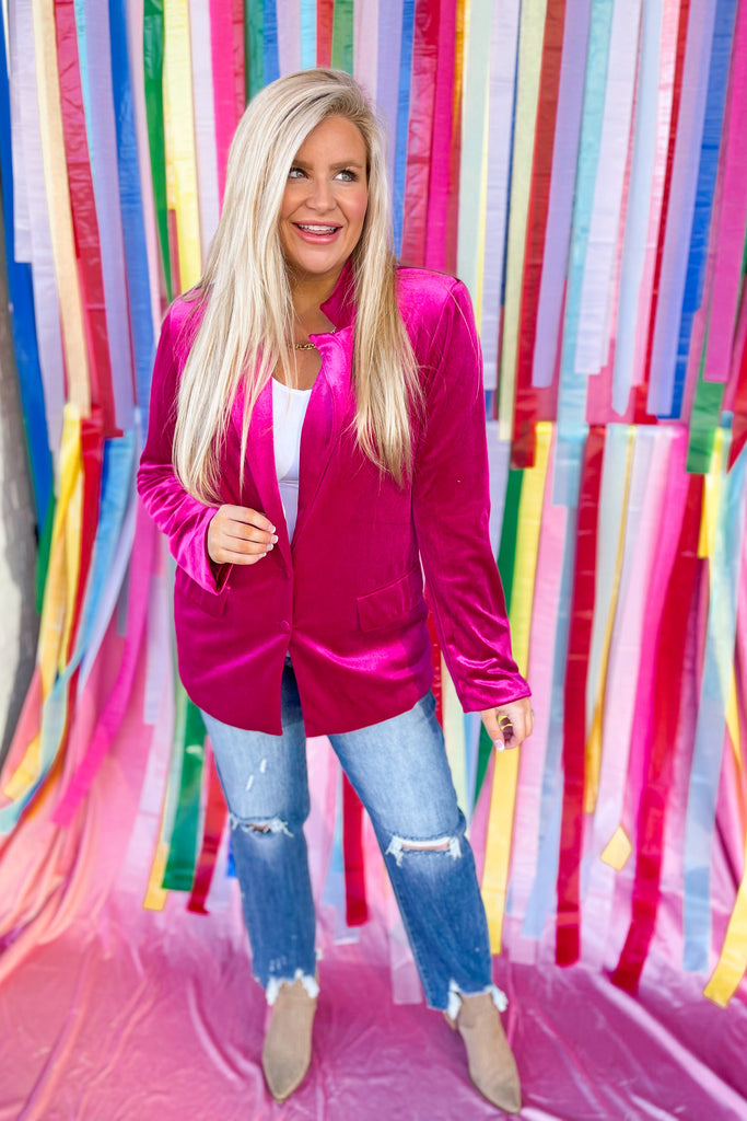 VEVE Long Sleeve Velvet Blazer - Be You Boutique