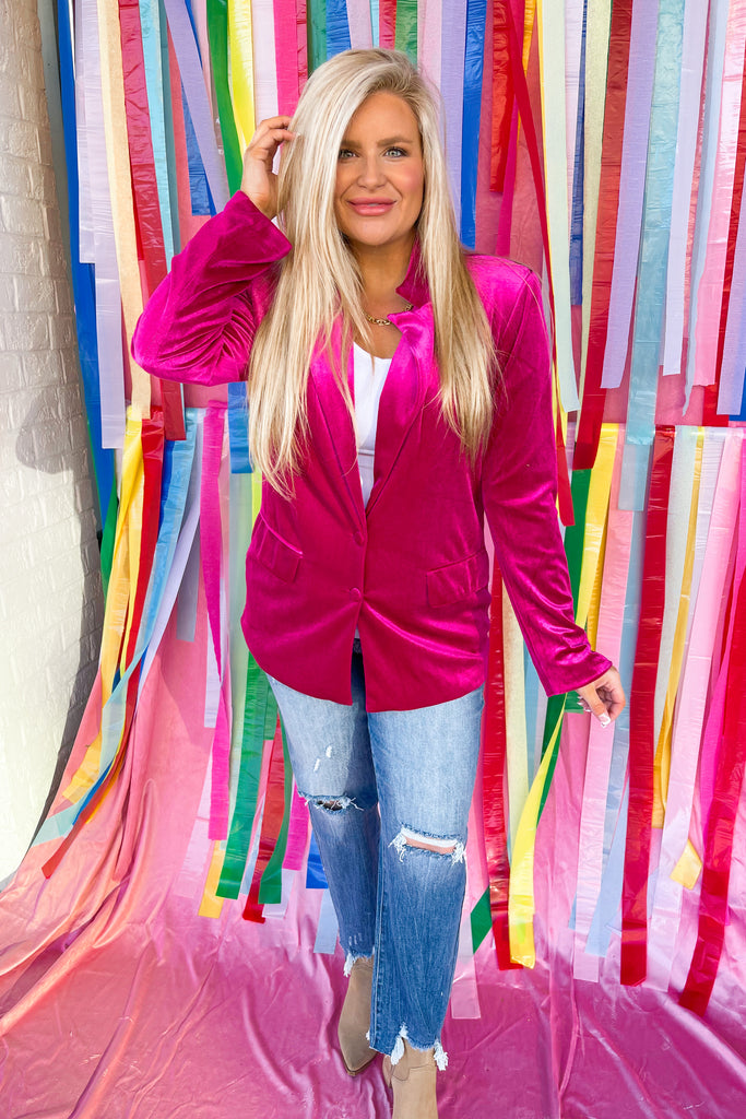 VEVE Long Sleeve Velvet Blazer - Be You Boutique