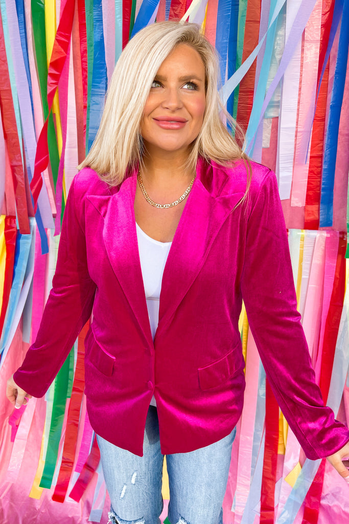 VEVE Long Sleeve Velvet Blazer - Be You Boutique