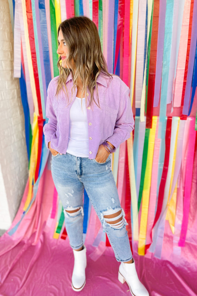 Lily Corduroy Collard Button Up Jacket - Be You Boutique