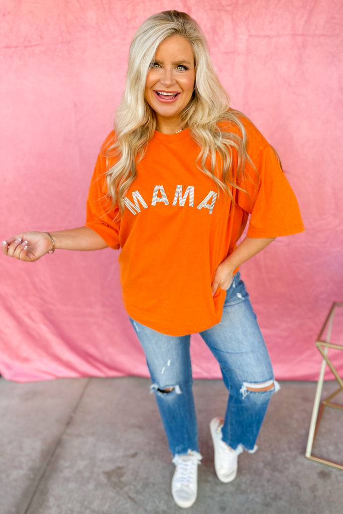 MAMA Color Stone Embellished Patch Tee - Be You Boutique