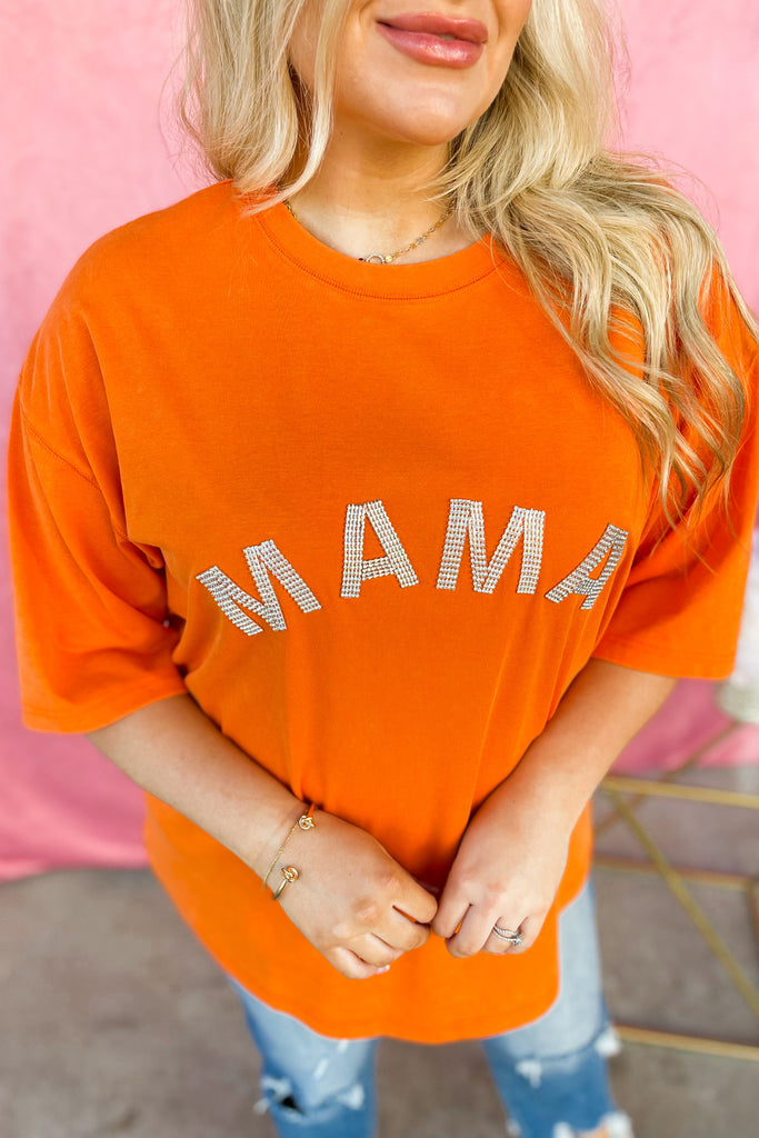 MAMA Color Stone Embellished Patch Tee - Be You Boutique