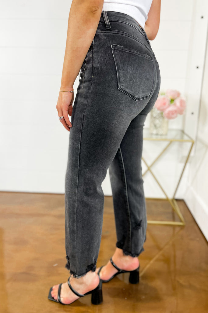 Risen Maddox High Rise Embellished Straight Jeans - Be You Boutique