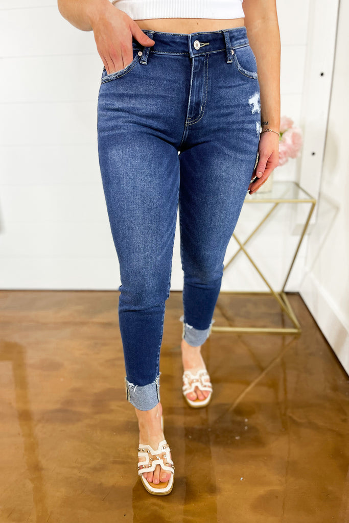 Kancan Arden High Rise Folded Hem Ankle Skinny - Be You Boutique