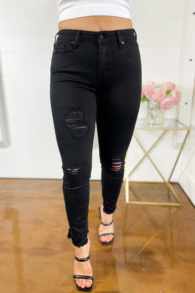 Kancan Emilia Mid Rise Ankle Skinny Jeans ~ Black - Be You Boutique