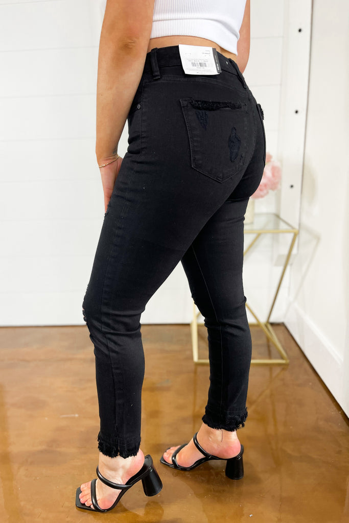Kancan Emilia Mid Rise Ankle Skinny Jeans ~ Black - Be You Boutique