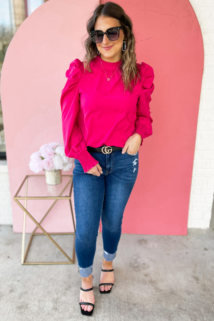 Beau Puff Shoulder Long Sleeve Blouse Top - Be You Boutique