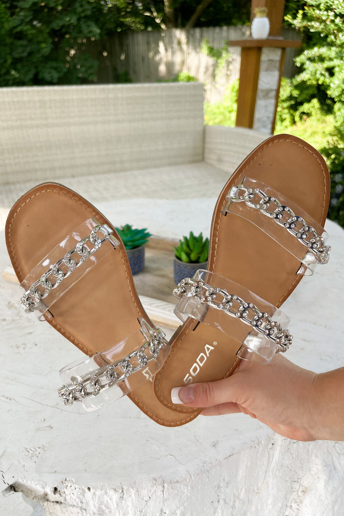 Chapin Chain Detail Clear Sandal - Be You Boutique