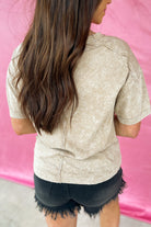 Clara Short Sleeve Washed Knit Pocket Tee - Be You Boutique