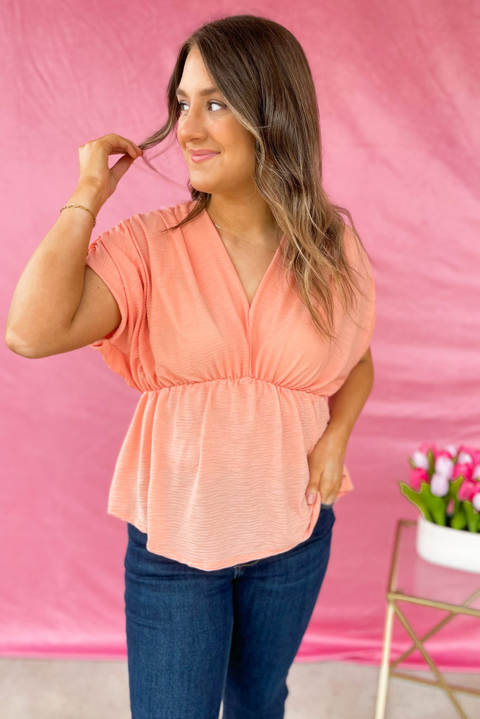 Lordes V Neck Short Sleeve Crinkle Top - Be You Boutique