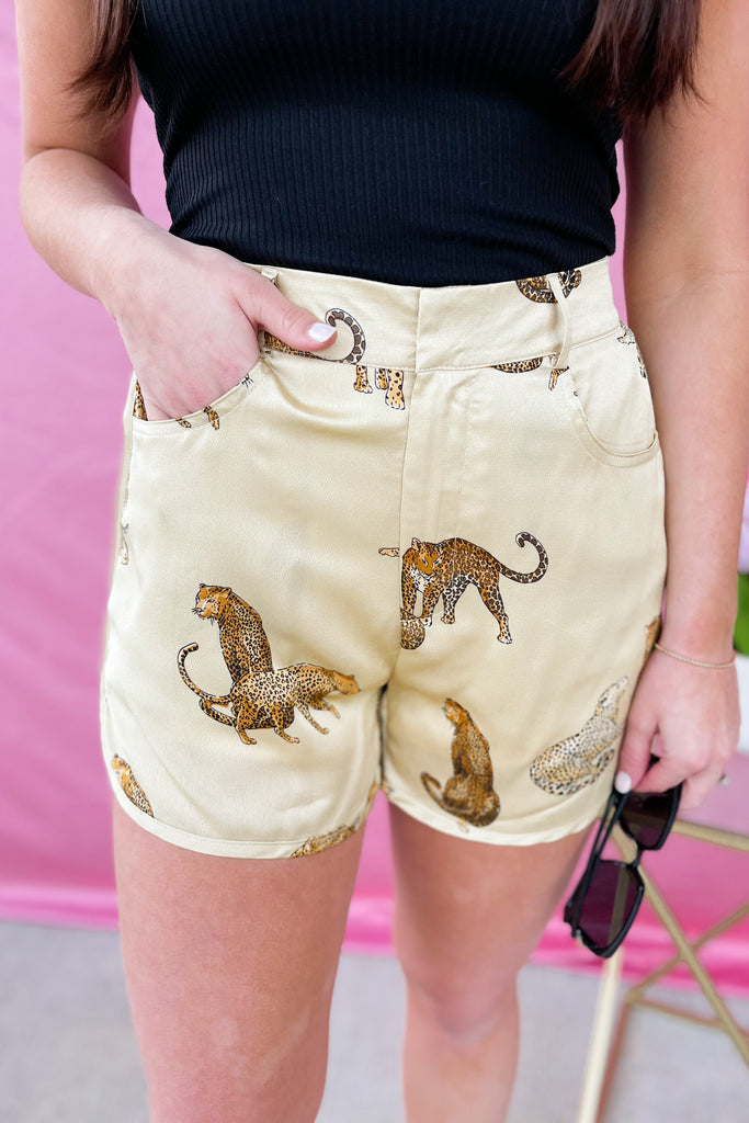 Patty Satin Animal Print Elastic Waist Shorts - Be You Boutique