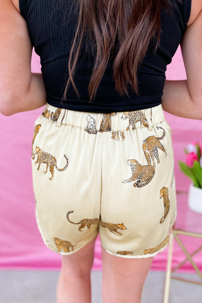 Patty Satin Animal Print Elastic Waist Shorts - Be You Boutique