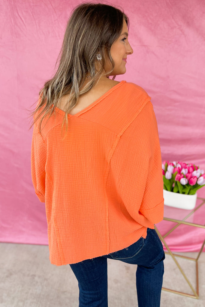 Kara V Neck Loose Fit Short Sleeve Gauze Top - Be You Boutique
