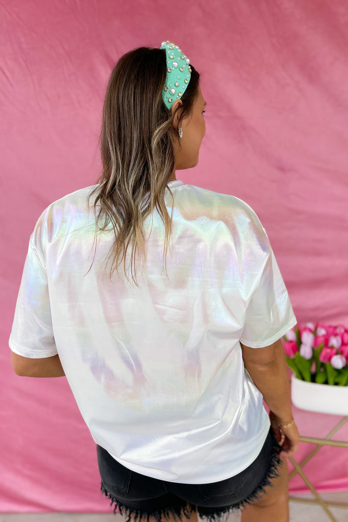 Stay Wild Iridescent Short Sleeve Sequin Hologram Top - Be You Boutique