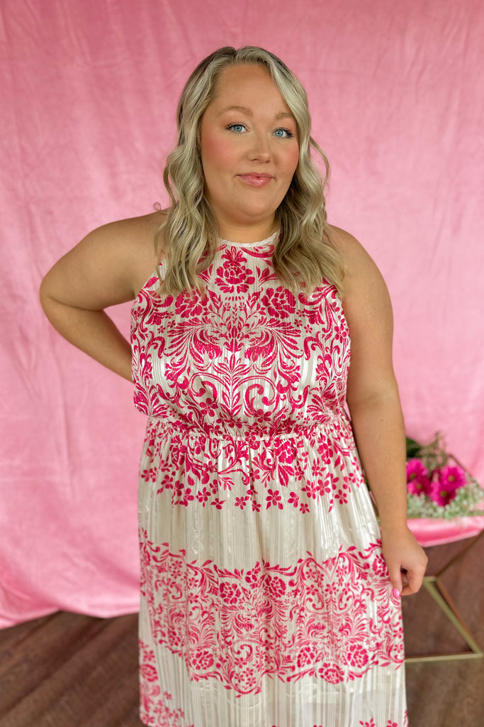 Ivy Metallic Print Halter Style Maxi Dress - Be You Boutique