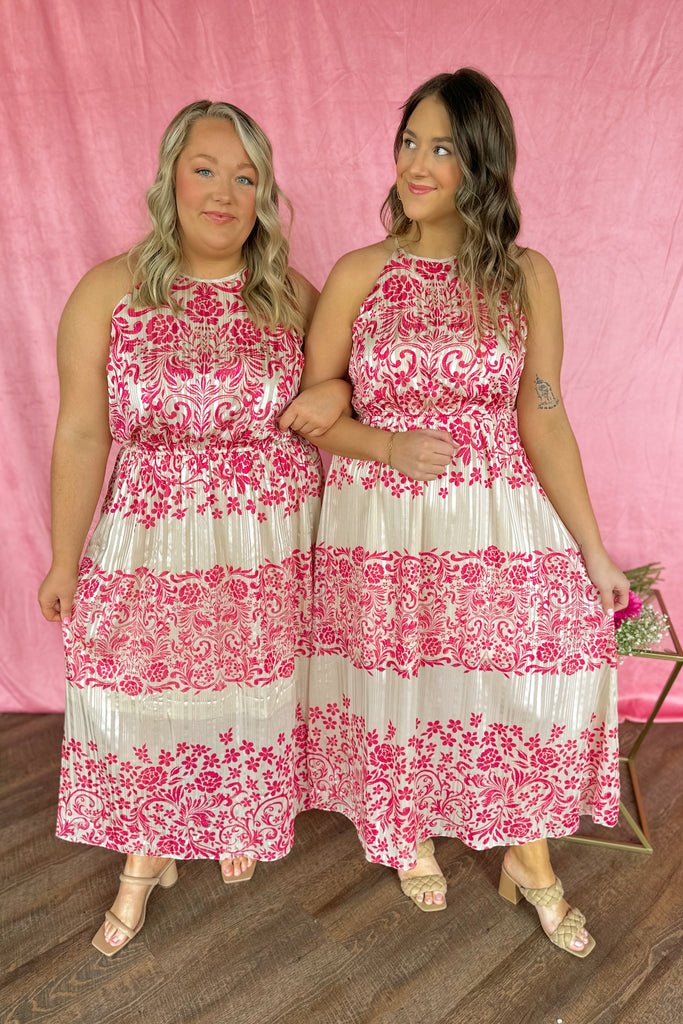 Ivy Metallic Print Halter Style Maxi Dress - Be You Boutique
