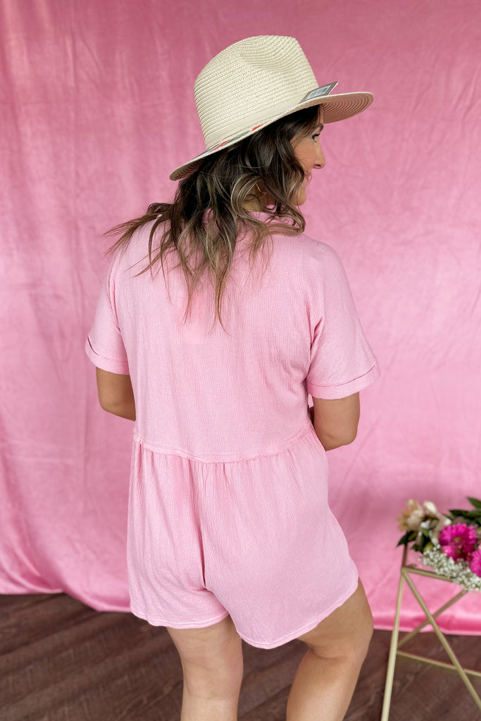 Candence Textured Knit Button Down Romper - Be You Boutique