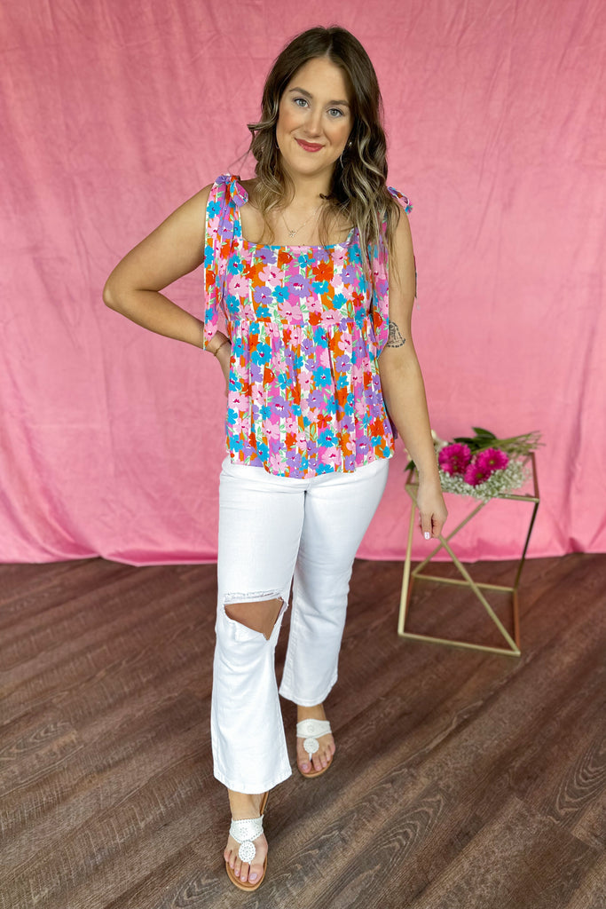 Willie Babydoll Top With Tie Shoulder Straps - Be You Boutique