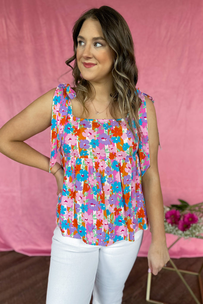 Willie Babydoll Top With Tie Shoulder Straps - Be You Boutique
