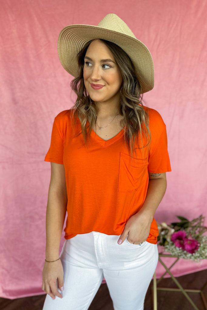Leon Casual V Neck Top Pocket Tee - Be You Boutique