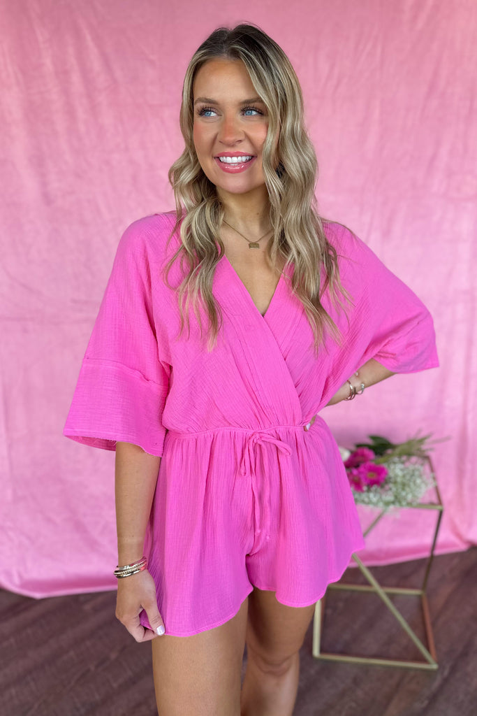 Harris Double Gauze Raw Hem Romper - Be You Boutique