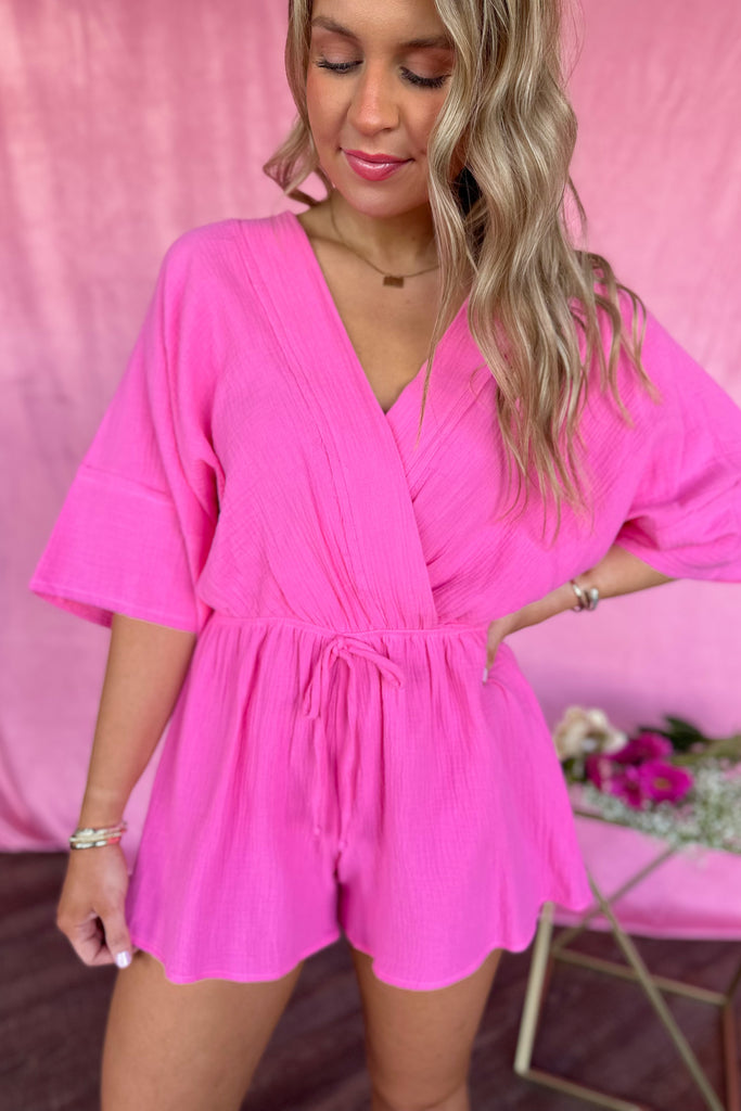 Harris Double Gauze Raw Hem Romper - Be You Boutique