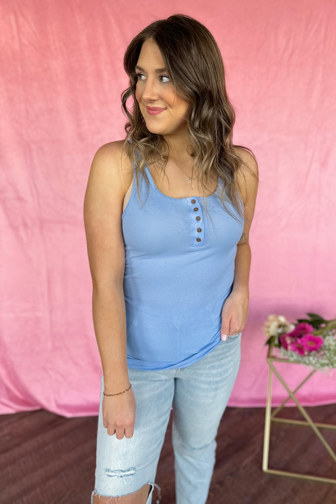 Brandon Ribbed Button Tank Top - Be You Boutique