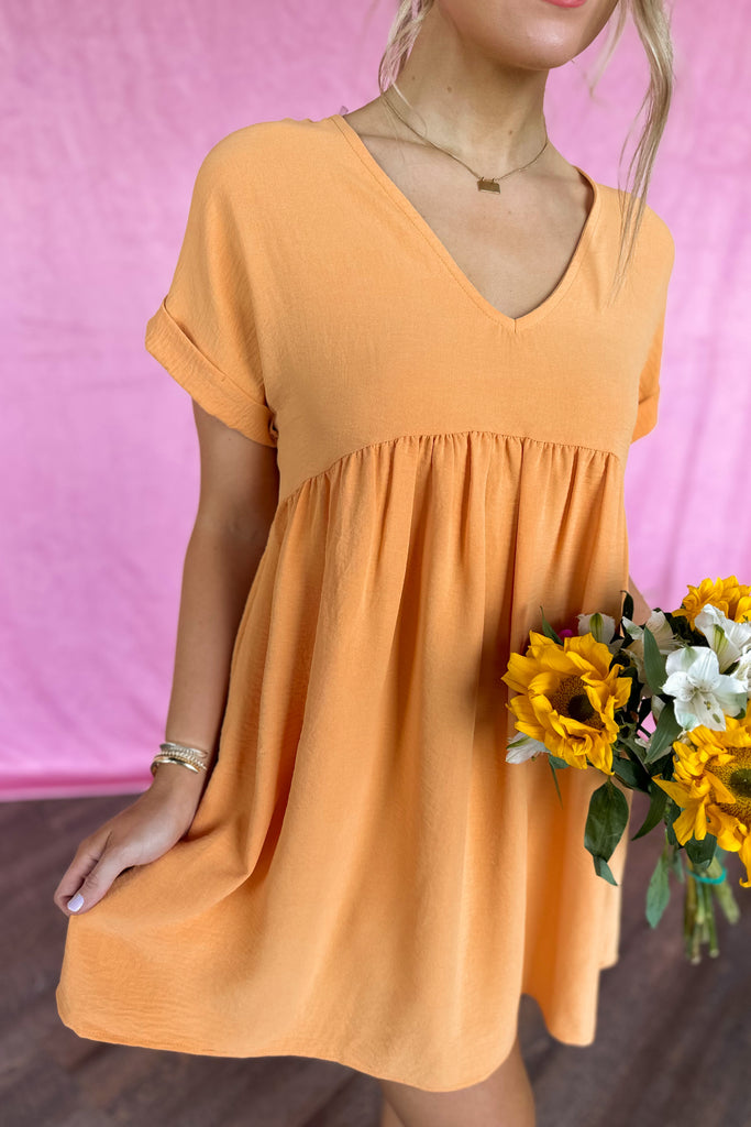Lula V Neck Short Sleeve Babydoll Dress - Be You Boutique
