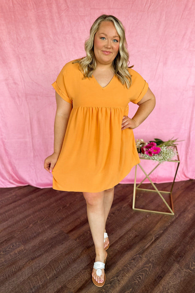 Lula V Neck Short Sleeve Babydoll Dress - Be You Boutique