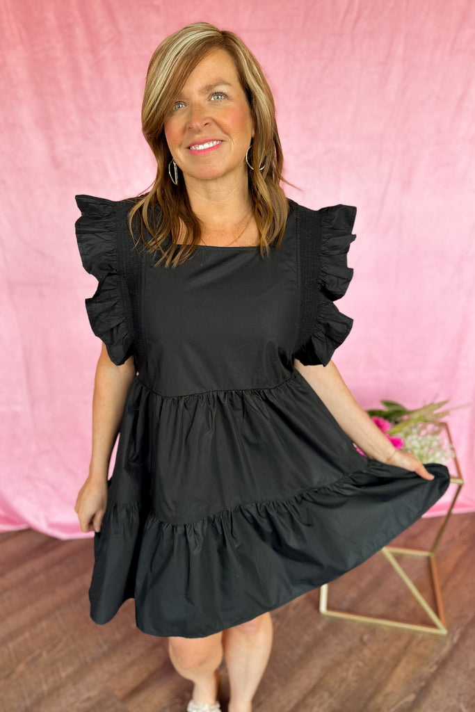 Donya Square Neck Ruffle Sleeve Dress - Be You Boutique