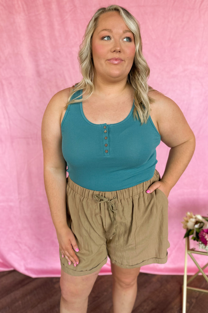 Brandon Ribbed Button Tank Top - Be You Boutique