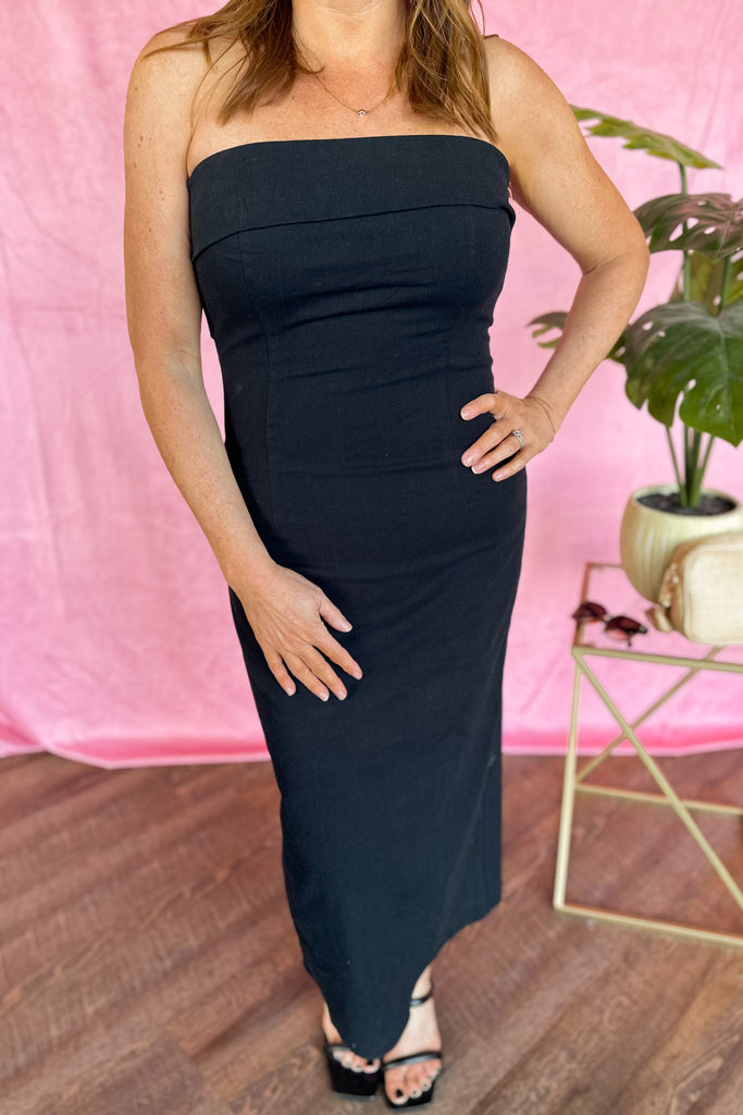 Kendra Black Strapless Maxi Dress - Be You Boutique