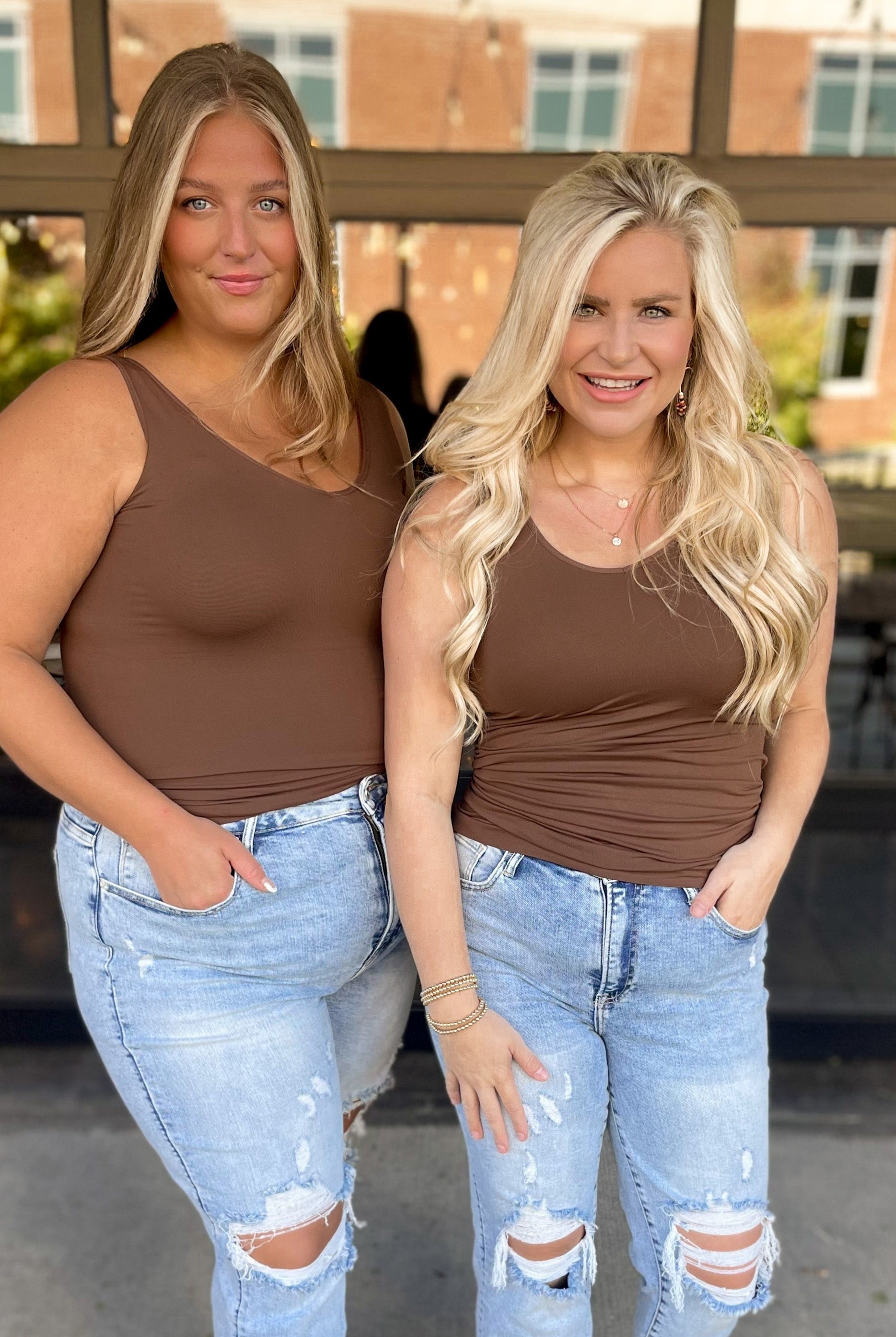 Cathy Basic Reversible Seamless Tank ~ Coffee - Be You Boutique