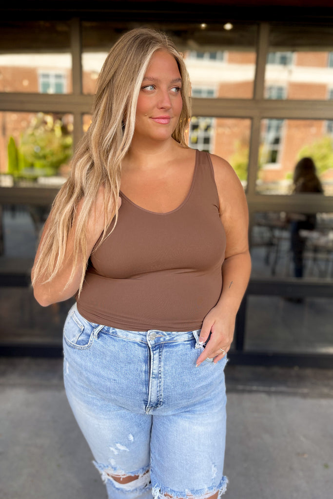 Cathy Basic Reversible Seamless Tank ~ Coffee - Be You Boutique