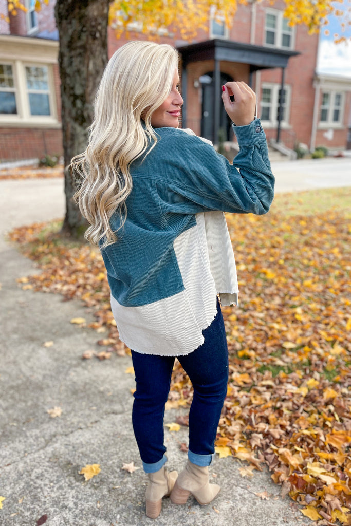 Melvin High Low Color Block Corduroy Jacket - Be You Boutique