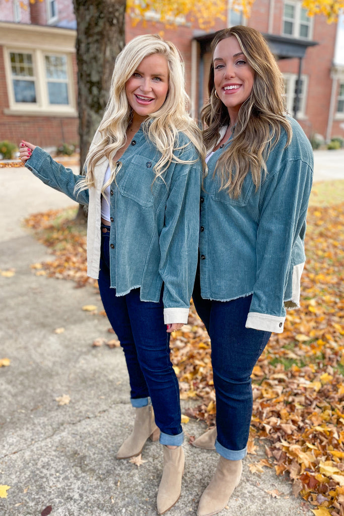 Melvin High Low Color Block Corduroy Jacket - Be You Boutique