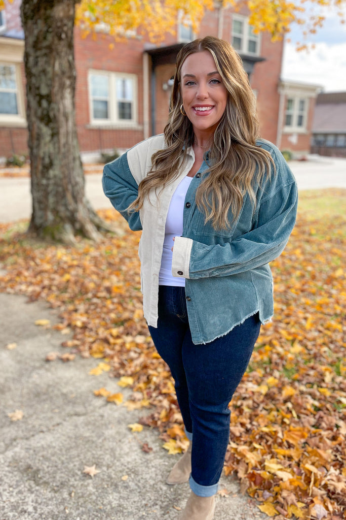 Melvin High Low Color Block Corduroy Jacket - Be You Boutique