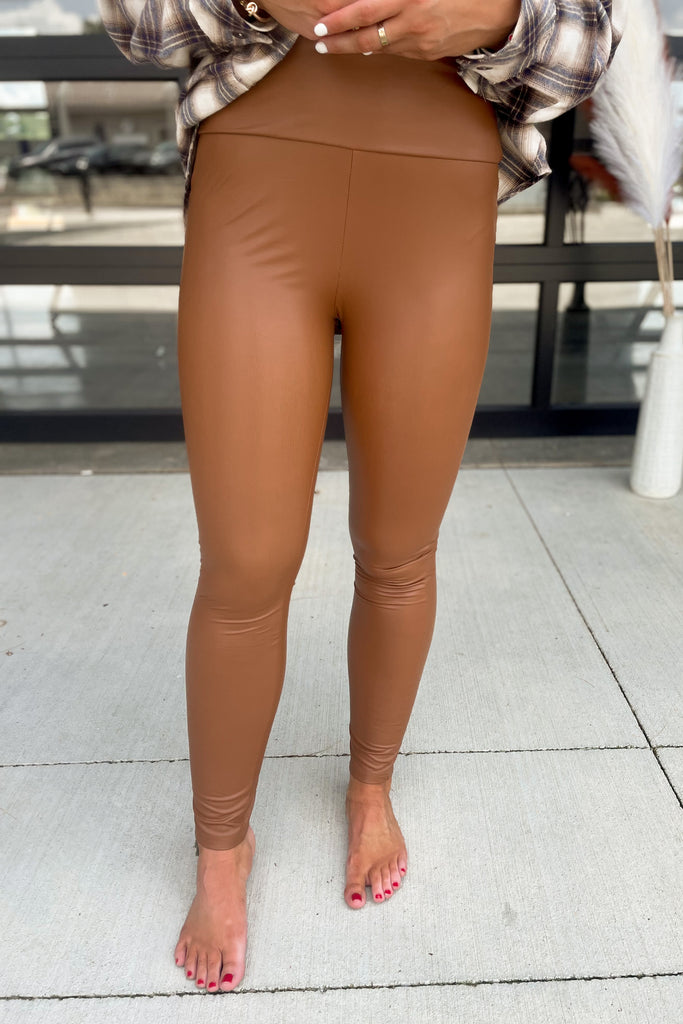 Fiona Leather Wide Waistband Leggings - Be You Boutique