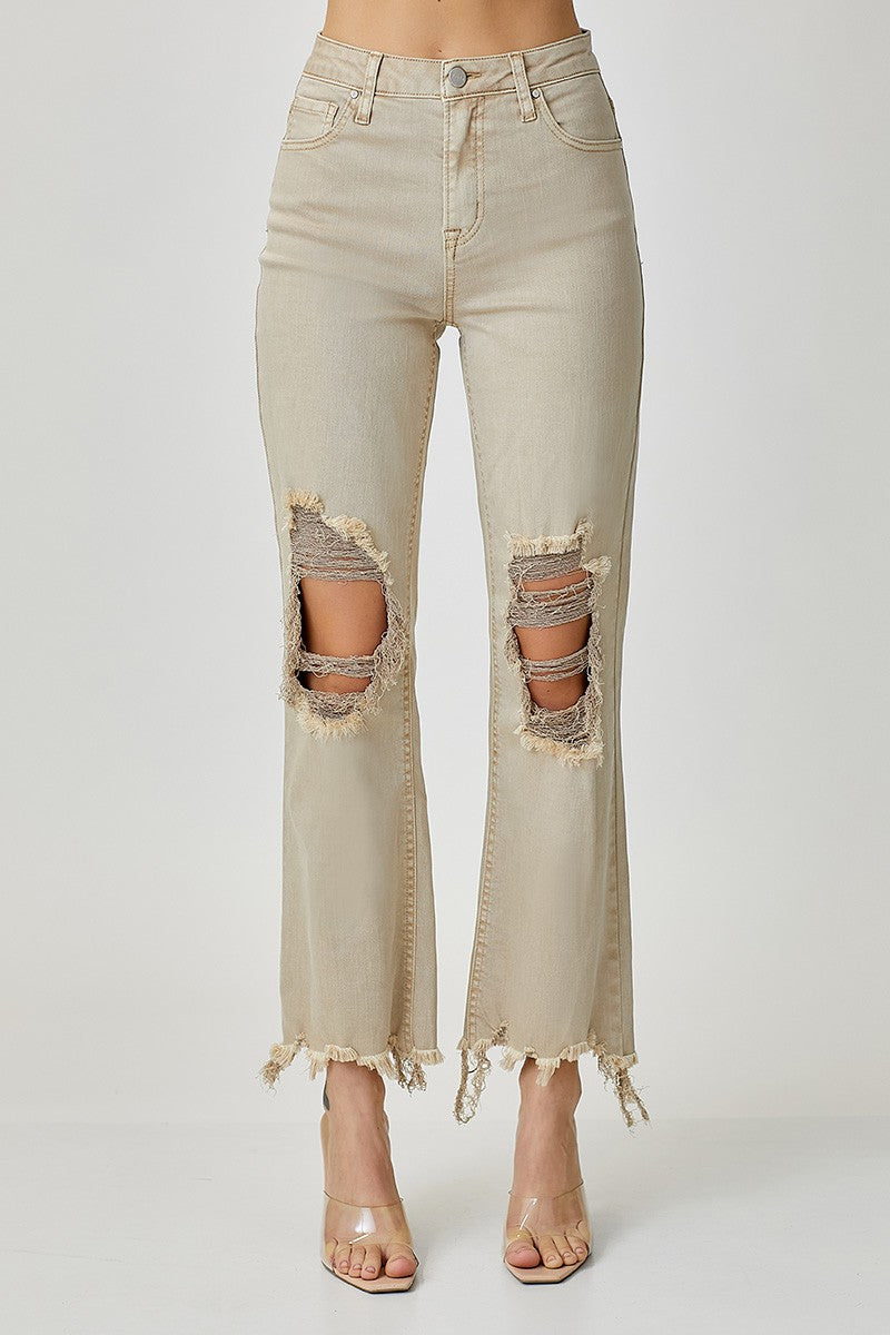 Ian High Rise Straight Denim Distressed Jeans - Be You Boutique
