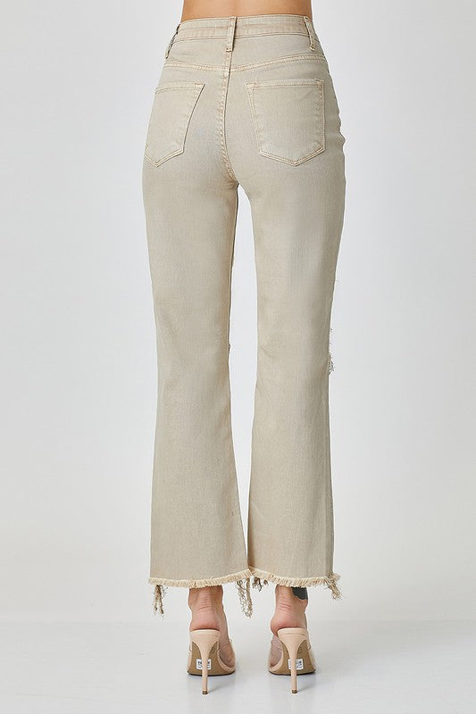 Ian High Rise Straight Denim Distressed Jeans - Be You Boutique