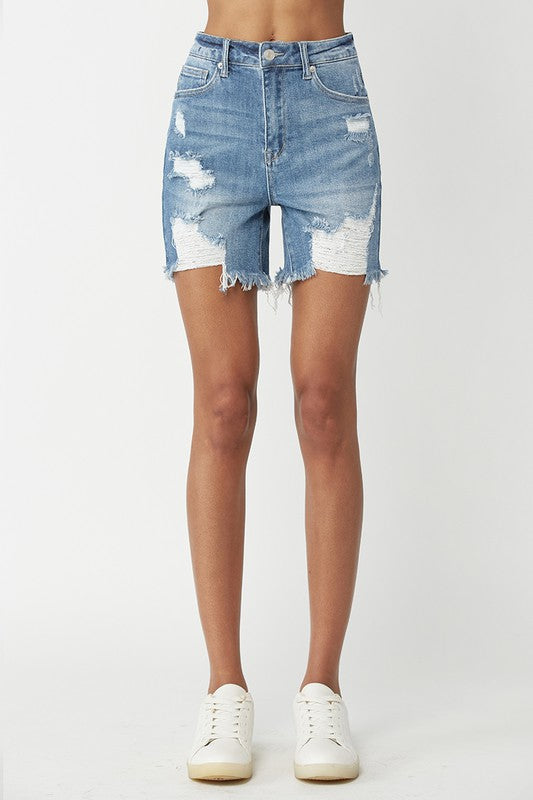 Risen Harrison High Rise Distressed Shorts - Be You Boutique