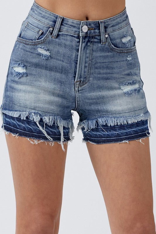 Risen Molly High Rise Patched Leg Shorts - Be You Boutique